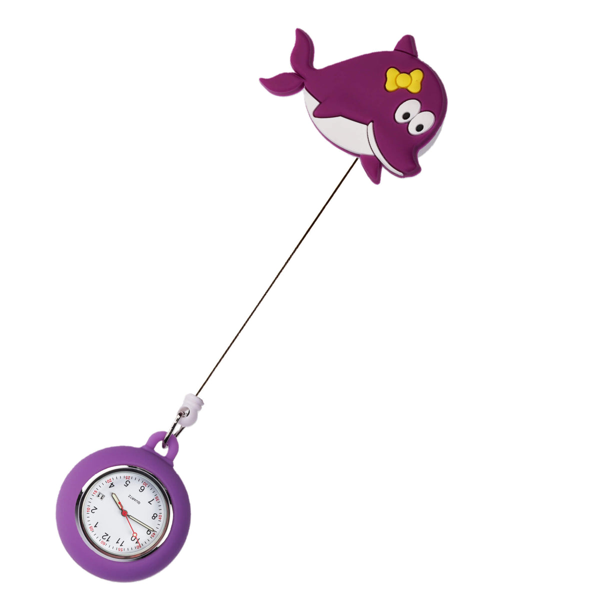 Schwesternuhr Silikon Clip ausziehbar Delfin - Clipuhr mit Datumsanzeige