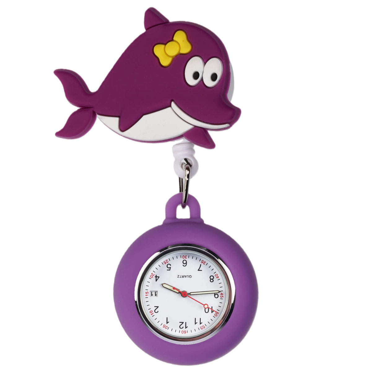 Schwesternuhr Silikon Clip ausziehbar Delfin - Clipuhr mit Datumsanzeige