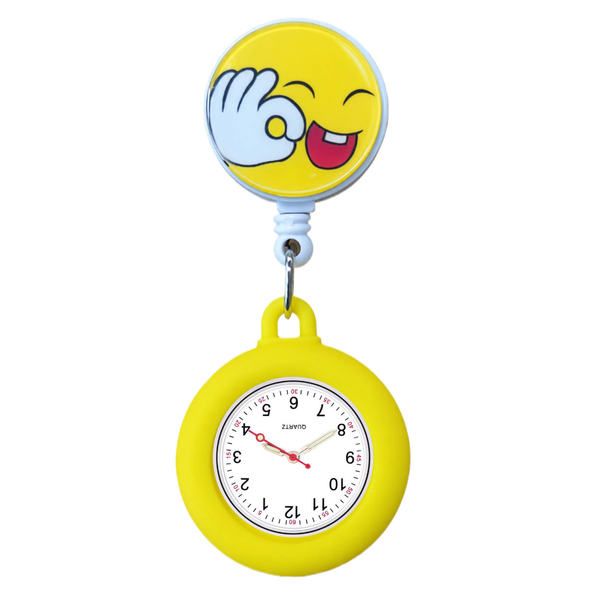 Schwesternuhr Silikon Clip ausziehbar Perfect Day (Smiley)