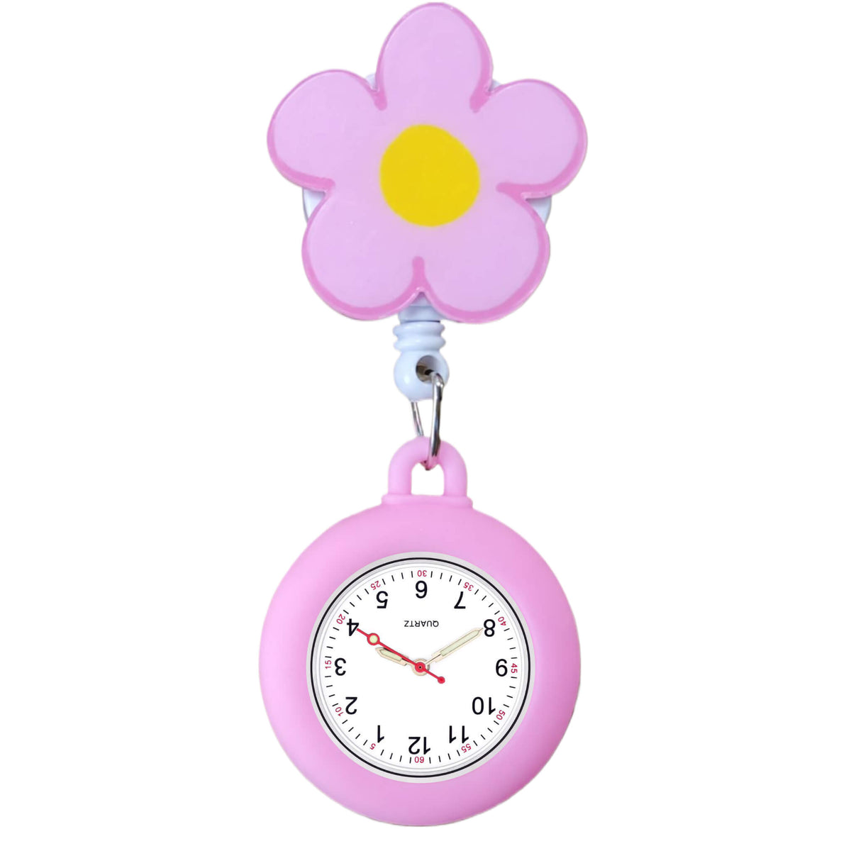 Schwesternuhr Silikon Clip ausziehbar Pink Flower