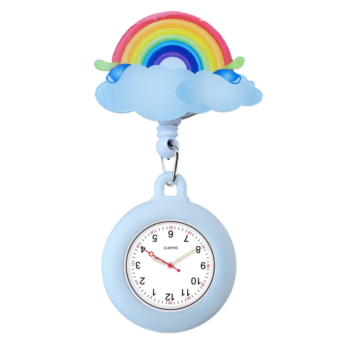 Schwesternuhr Silikon Clip ausziehbar Rainbow