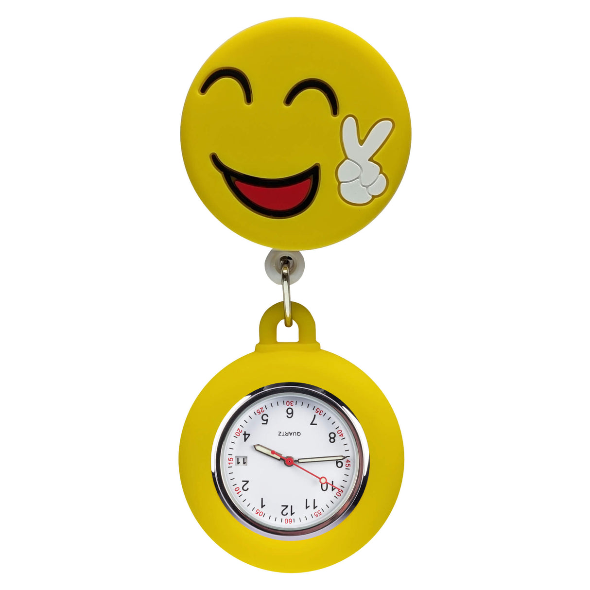 Silikon Clip Smiley - Clipuhr ausziehbar - Uhrwerk mit Datumsanzeige