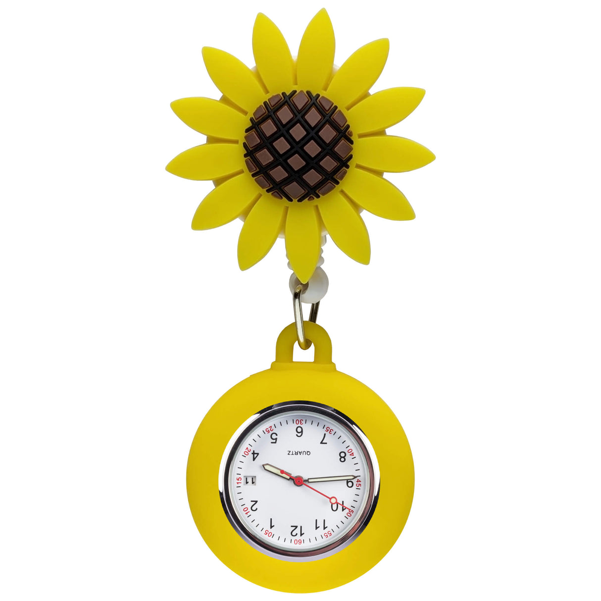 Silikon Clip Sonnenblume - Clipuhr ausziehbar - Uhrwerk mit Datumsanzeige