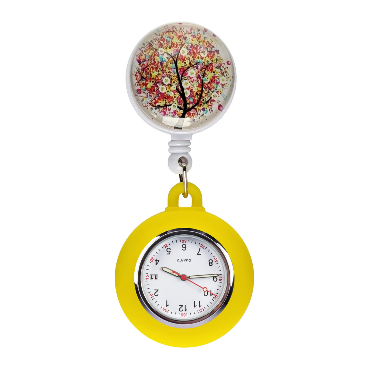 Silikon Clip Yellow Tree - Clipuhr ausziehbar - Uhrwerk mit Datumsanzeige