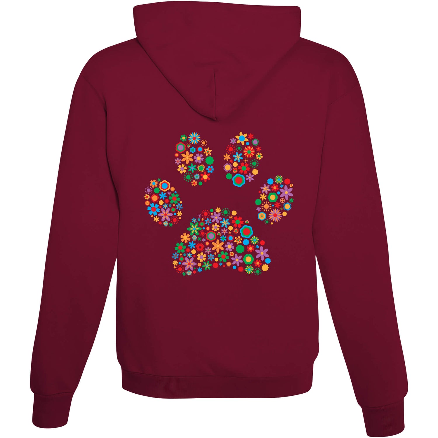 Hoodie Hundepfote Bunt Burgundy