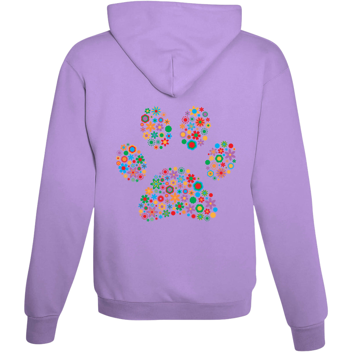Hoodie Hundepfote Bunt Digital Lavender