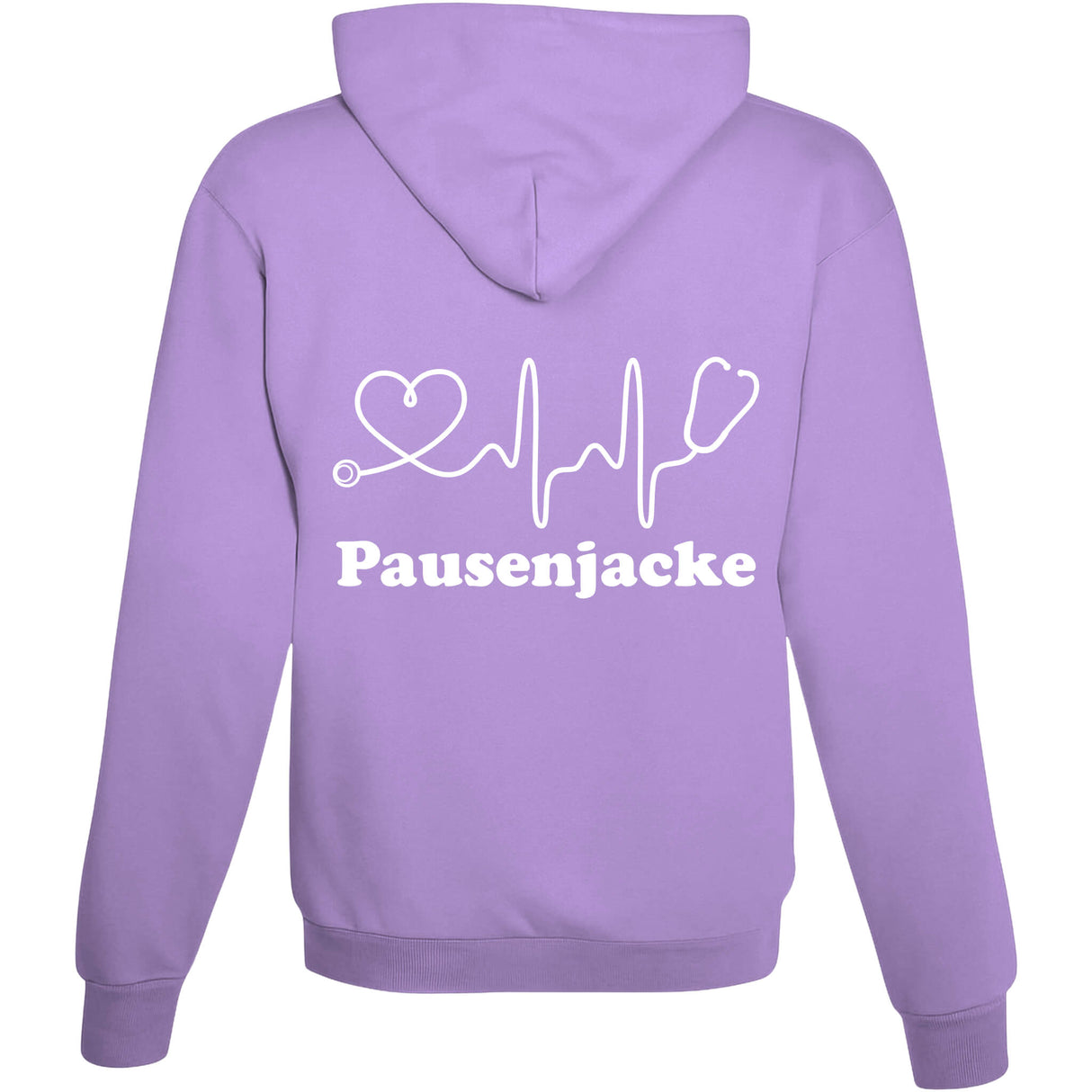 Hoodie Pausenjacke Digital Lavender mit weissem Motiv