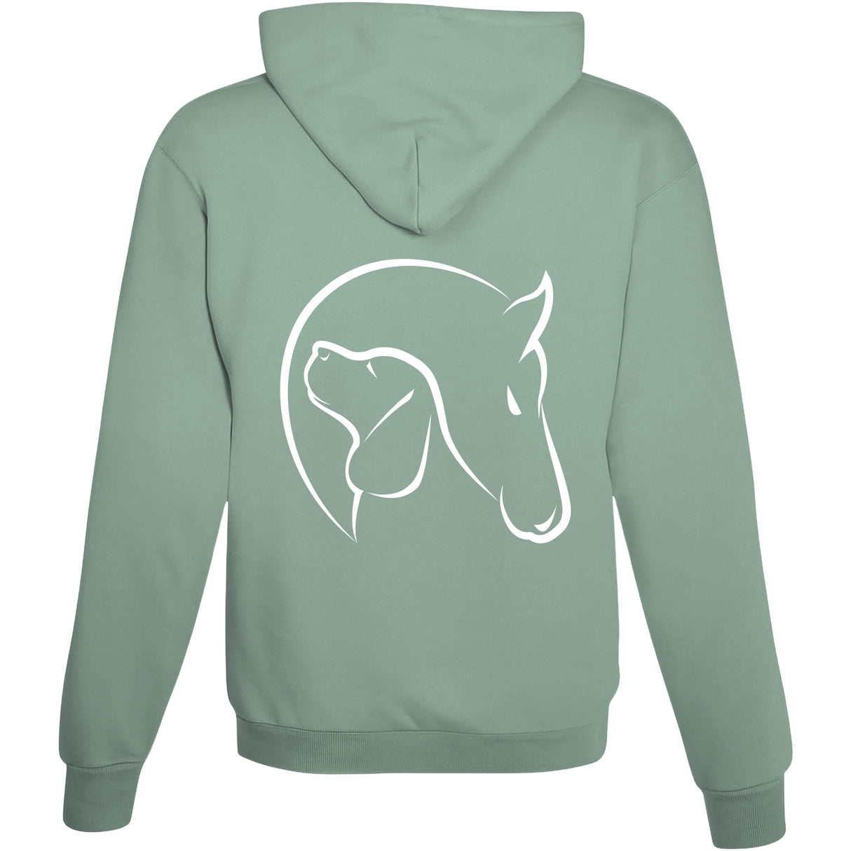 Hoodie Dog & Horse Dusty Green
