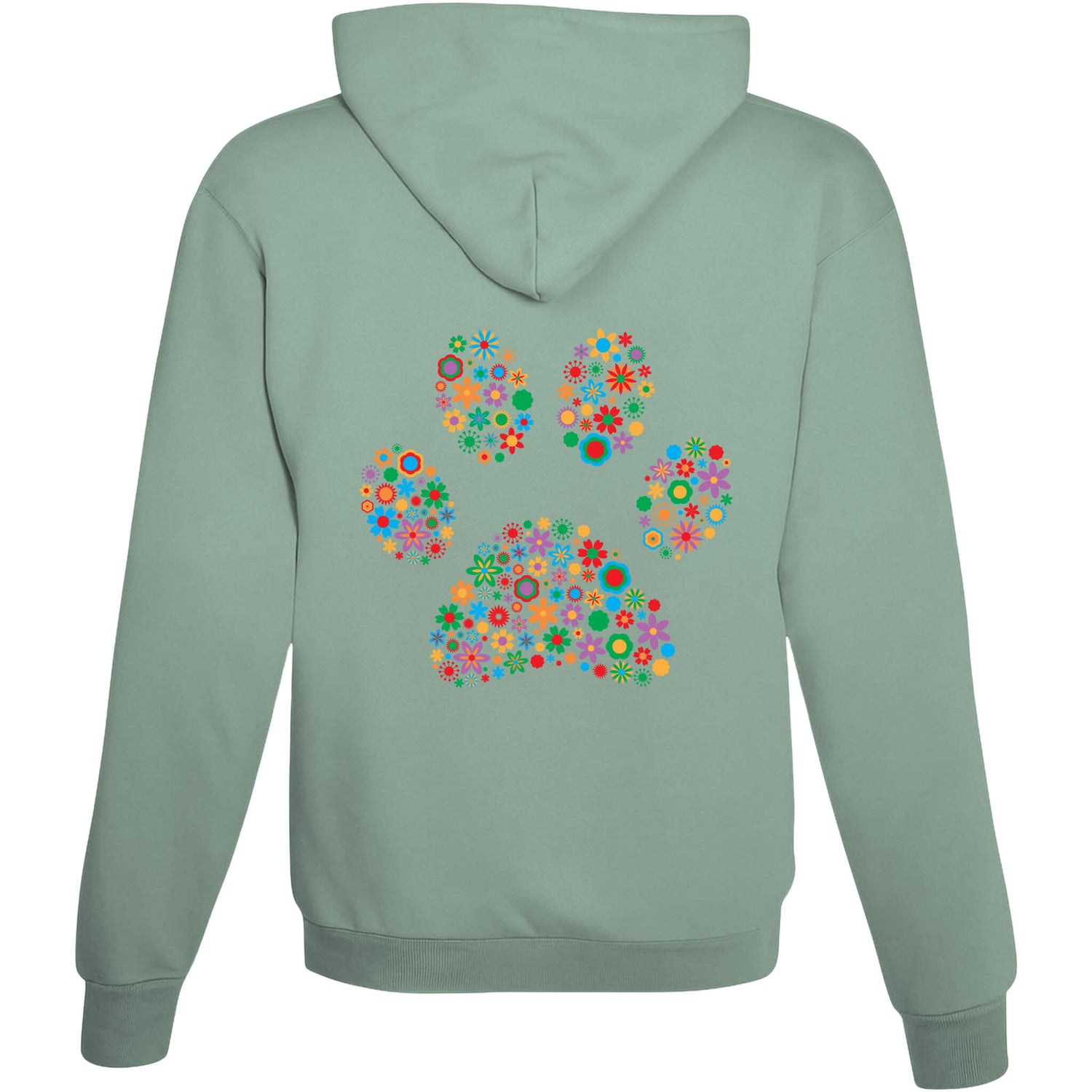 Hoodie Hundepfote Bunt Dusty Green