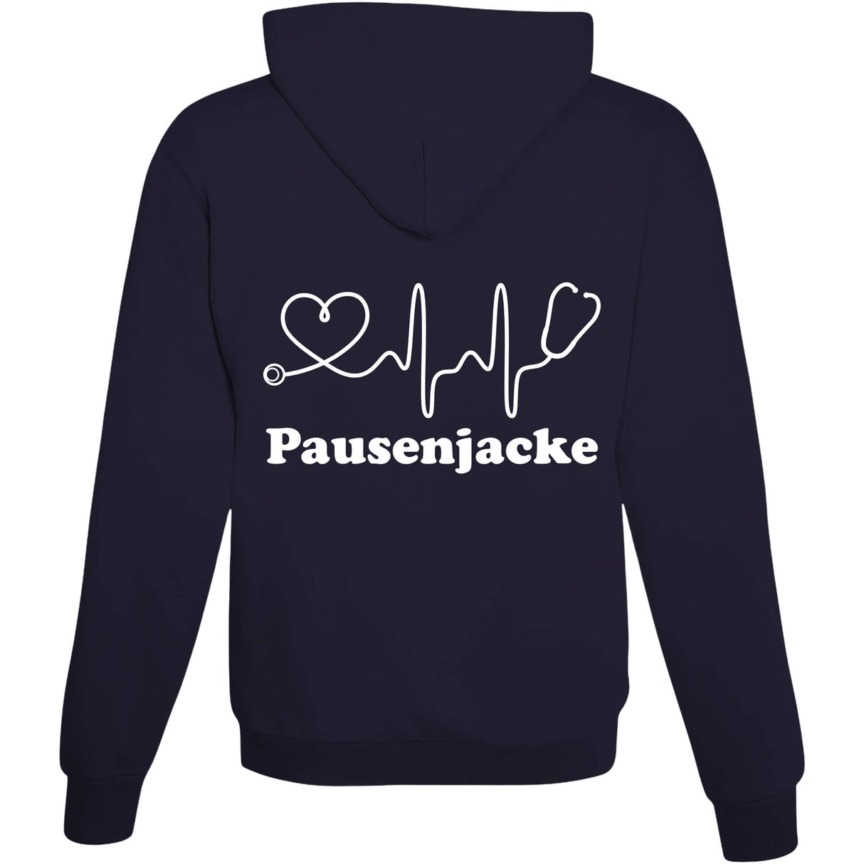 Hoodie Pausenjacke New French Navy mit weissem Motiv