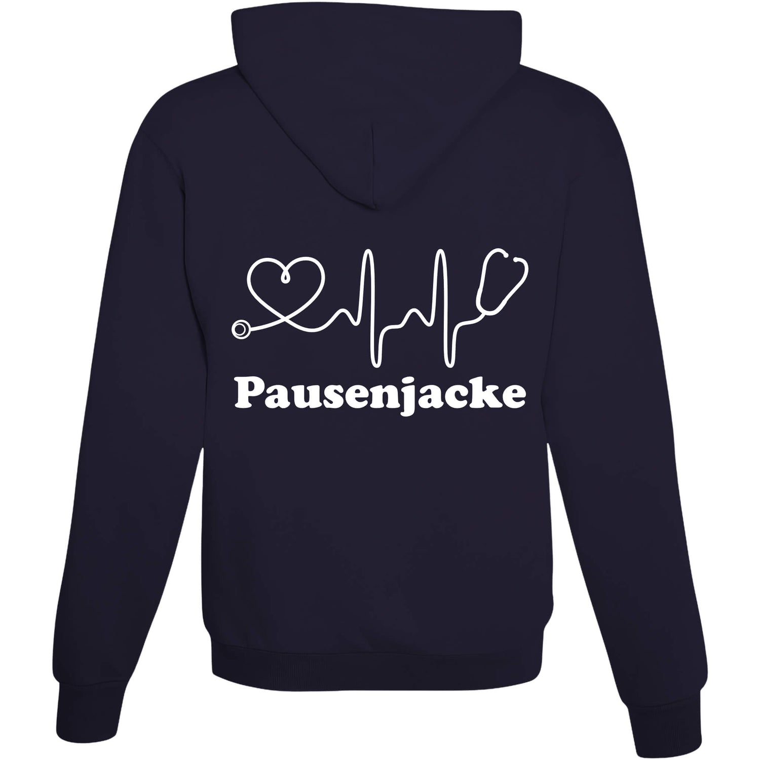 Hoodie Pausenjacke New French Navy mit weissem Motiv