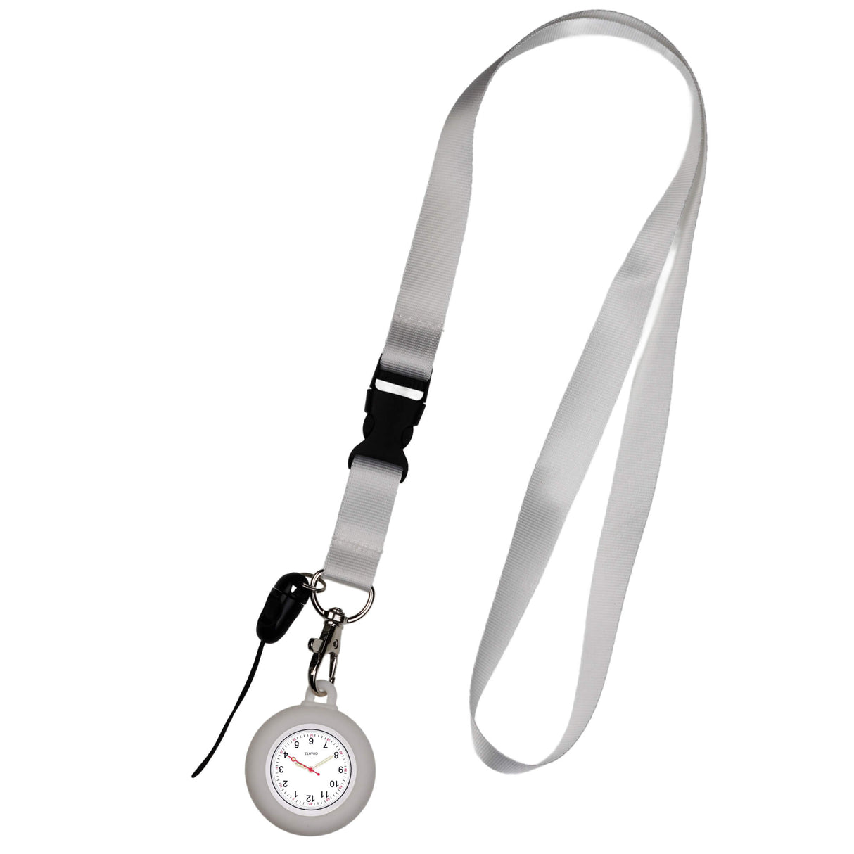 Lanyard Schwesternuhr Silikon Weiss mit Uhrwerk