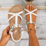 Boho-Breeze Komfort-Sandale Creme