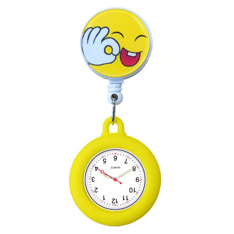Schwesternuhr Silikon Clip ausziehbar Perfect Day (Smiley)