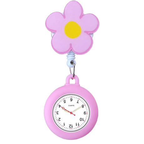Schwesternuhr Silikon Clip ausziehbar Pink Flower