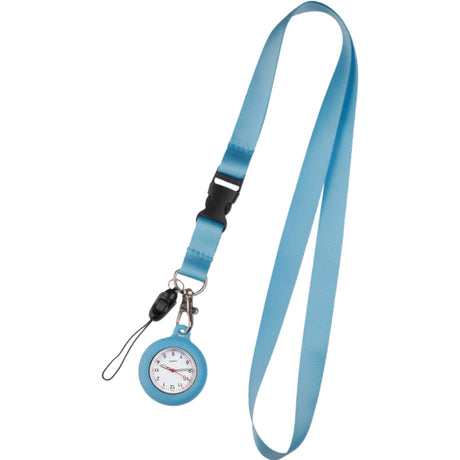 Lanyard Schwesternuhr Silikon Hellblau - Uhrwerk mit Datumsanzeige