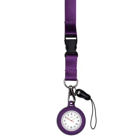 Lanyard Schwesternuhr Silikon Lila mit Uhrwerk