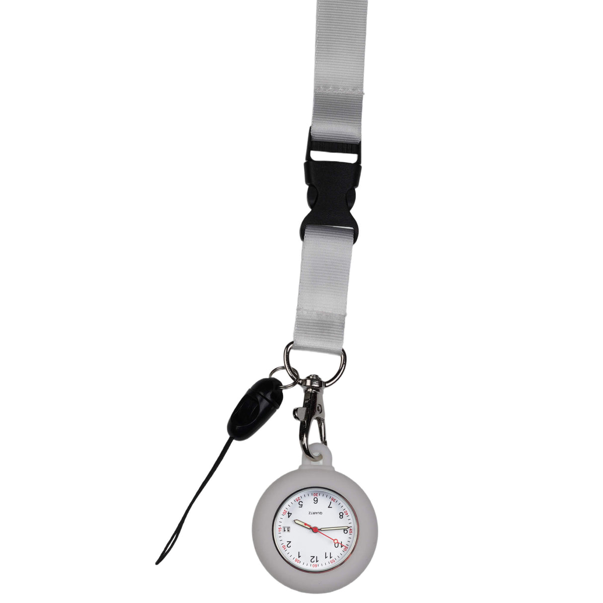 Lanyard Schwesternuhr Silikon Weiss - Uhrwerk mit Datumsanzeige