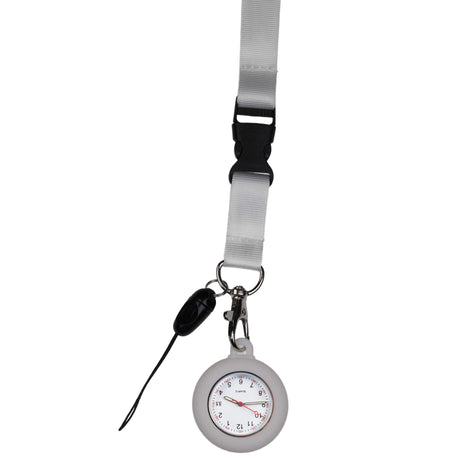 Lanyard Schwesternuhr Silikon Weiss - Uhrwerk mit Datumsanzeige