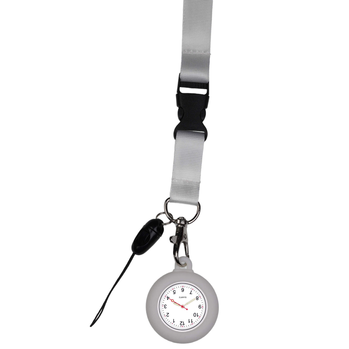 Lanyard Schwesternuhr Silikon Weiss mit Uhrwerk