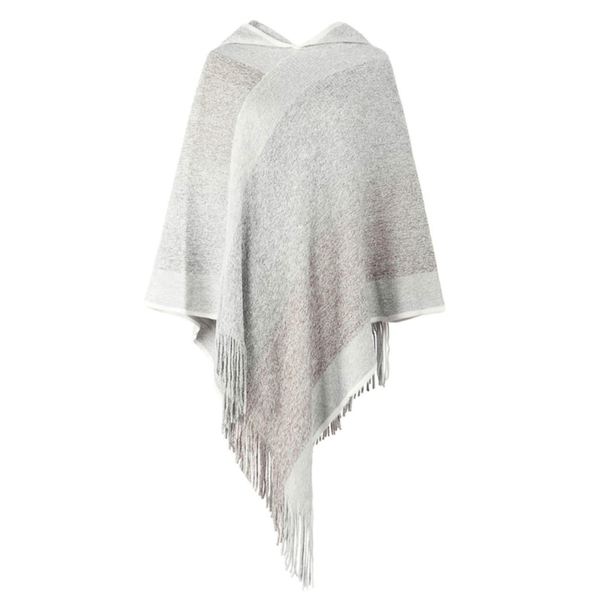 Poncho mit Kapuze Hellgrau